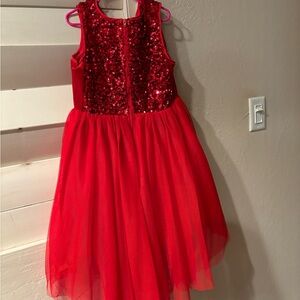 Girls Sequin Tulle Sleeveless Red Dress Cat & Jack Size 7/8